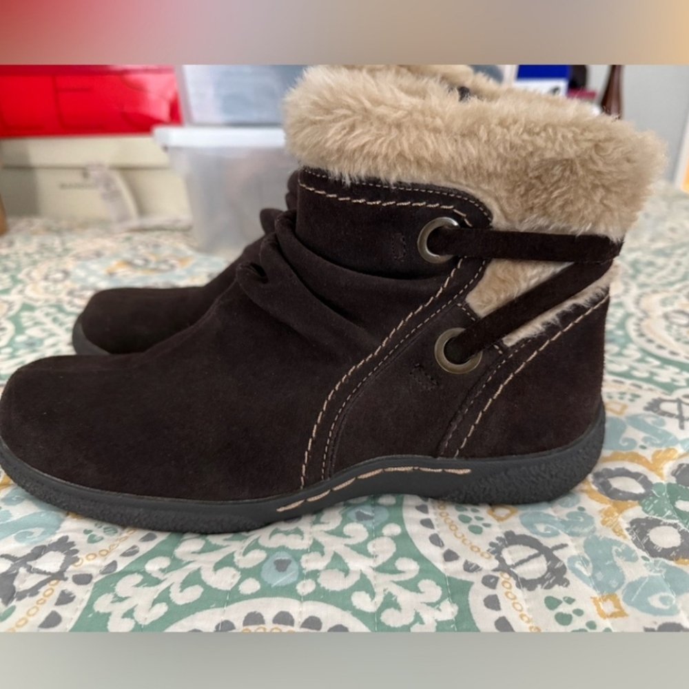 Faux Suede Booties with Faux Fur Lining